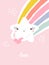 Creative vector illustration of kawaii star with rainbow tail. Funny design for cute greeting card or pretty poster