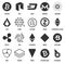 Creative vector illustration of popular crypto currency blockchain logo coin set isolated on transparent background. Art