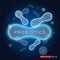 Creative vector illustration of probiotic bacteria. Art design microscopic bacteria close up. The concept of healthy eating