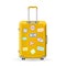 Creative vector illustration of realistic large polycarbonate travel plastic suitcase with wheels isolated on