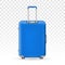 Creative vector illustration of realistic large polycarbonate travel plastic suitcase with wheels isolated on