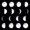 Creative vector illustration of realistic moon phases schemes isolated on transparent background. Art design lunar calendar. Diffe