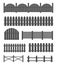 Creative vector illustration of rural wooden fences, pickets isolated on background. Art design. Garden silhouettes wall