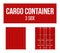 Creative vector illustration of sea freigh cargo containers views from different sides collection isolated on background. Art desi