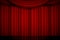 Creative vector illustration of stage with luxury scarlet red silk velvet drapes and fabric curtains isolated on background. Art d