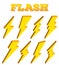 Creative vector illustration of thunder and bolt lighting flash icon set isolated on transparent background. Art design
