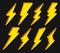 Creative vector illustration of thunder and bolt lighting flash icon set isolated on transparent background. Art design electric t