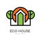 Creative vector logo for specialist builders and designers of sustainable homes, extensions and renovations. Eco house