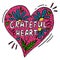 Creative vector poster with words Grateful heart