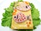 Creative vegetable sandwich with cheese and sausage