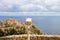 Creative view of lookout binoculars standing on Cape Point.