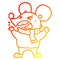 A creative warm gradient line drawing cartoon angry mouse