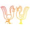 A creative warm gradient line drawing cartoon chickens