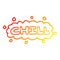 A creative warm gradient line drawing cartoon chill sign