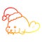 A creative warm gradient line drawing cartoon christmas walrus