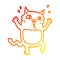 A creative warm gradient line drawing cartoon crazy excited cat