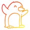 A creative warm gradient line drawing cartoon excited penguin