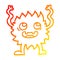 A creative warm gradient line drawing cartoon funny furry monster