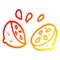 A creative warm gradient line drawing cartoon halved lemon