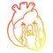 A creative warm gradient line drawing cartoon heart crying