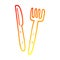 A creative warm gradient line drawing cartoon knife and fork