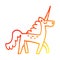 A creative warm gradient line drawing cartoon mystical unicorn