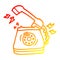 A creative warm gradient line drawing cartoon old rotary dial telephone