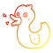 A creative warm gradient line drawing cartoon quacking duck