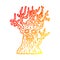 A creative warm gradient line drawing cartoon spooky tree