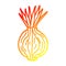 A creative warm gradient line drawing cartoon sprouting onion