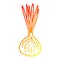 A creative warm gradient line drawing cartoon sprouting onion