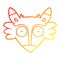 A creative warm gradient line drawing cartoon startled fox