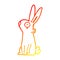A creative warm gradient line drawing cartoon startled rabbit