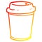 A creative warm gradient line drawing cartoon takeout coffee cup