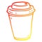 A creative warm gradient line drawing cartoon takeout coffee cup
