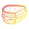 A creative warm gradient line drawing cartoon toasted sandwich