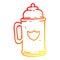 A creative warm gradient line drawing cartoon traditional beer tankard