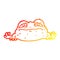 A creative warm gradient line drawing cartoon ugly frog