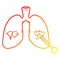 A creative warm gradient line drawing cartoon unhealthy lungs