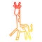 A creative warm gradient line drawing cartoon walking giraffe