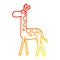 A creative warm gradient line drawing cartoon walking giraffe