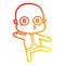 A creative warm gradient line drawing cartoon weird bald spaceman dancing