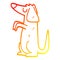 A creative warm gradient line drawing cartoon well behaved dog