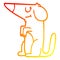 A creative warm gradient line drawing cartoon well behaved dog