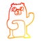 A creative warm gradient line drawing cartoon wide eyed bear