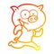 A creative warm gradient line drawing cheerful pig exercising cartoon