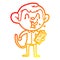 A creative warm gradient line drawing crazy cartoon monkey manager