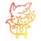 A creative warm gradient line drawing crying business fox cartoon