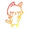 A creative warm gradient line drawing crying cartoon cat shrugging