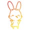 A creative warm gradient line drawing curious bunny cartoon